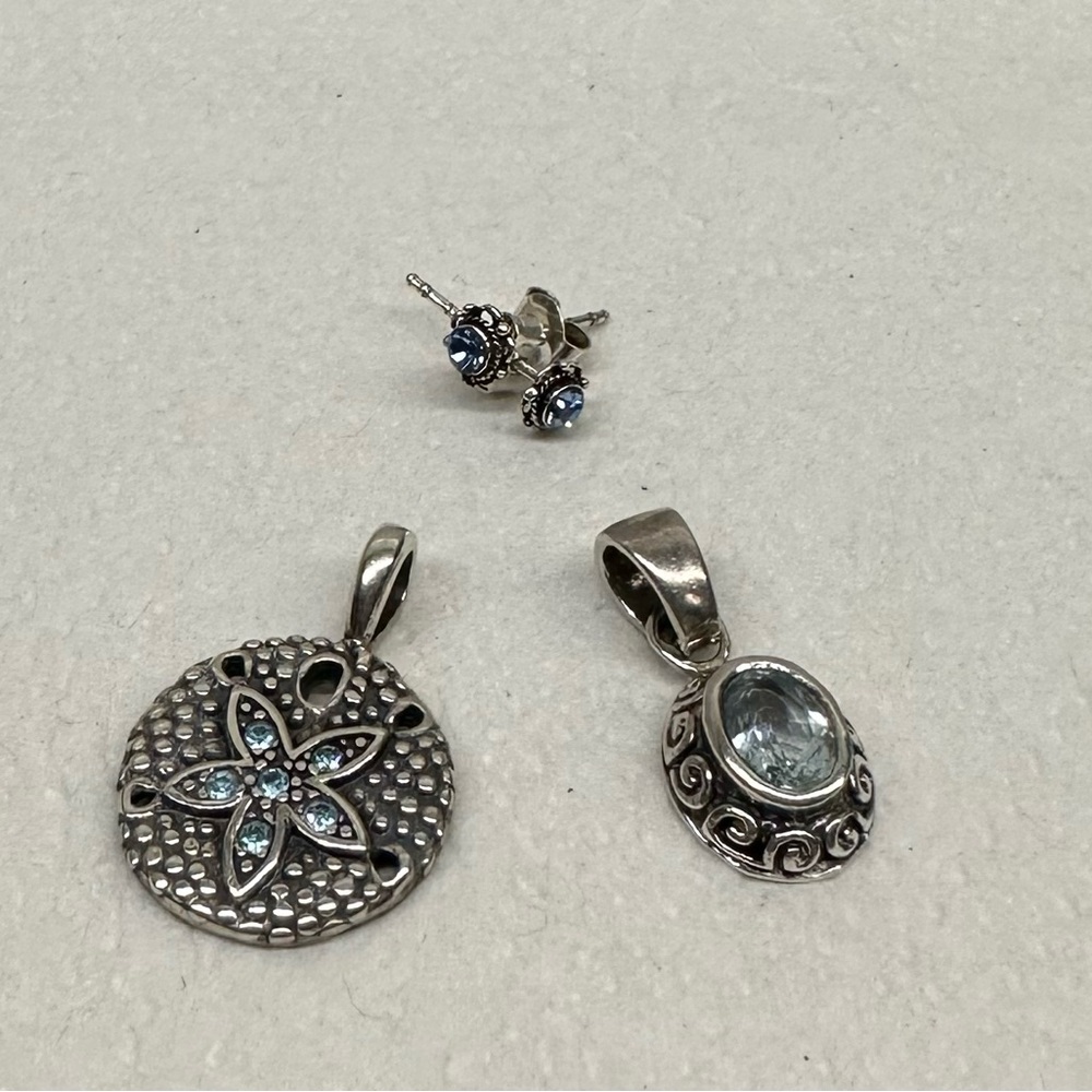 3 Pieces Blue Topaz Sterling Silver Bundle